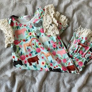 Farm friends and floral romper